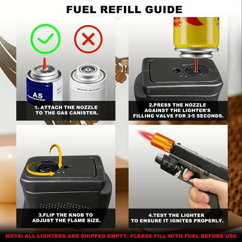 (No Fuel Included) Windproof Butane Lighter Refillable Torch Ligher for Cooking, Camping, BBQ & Daily Use