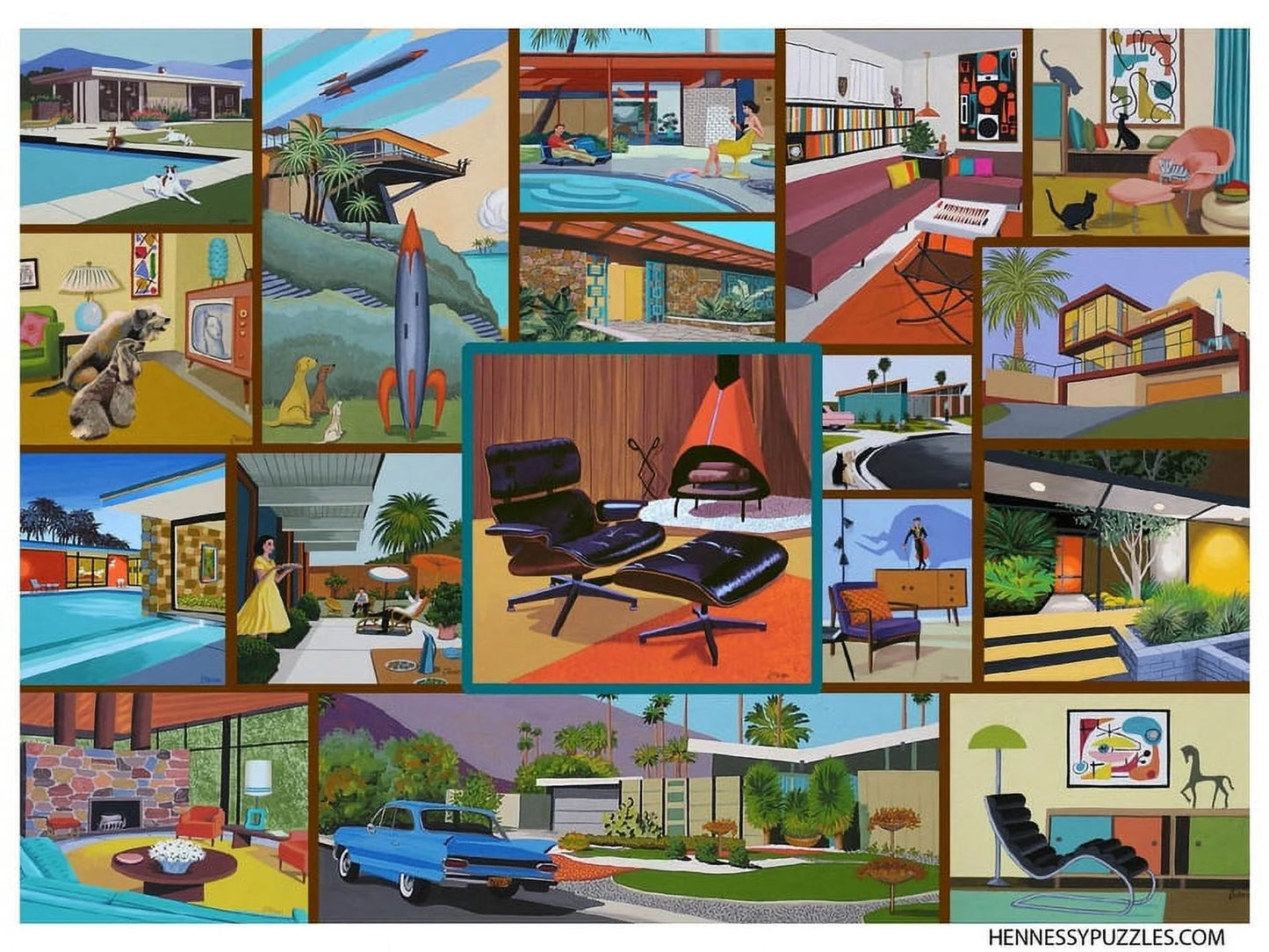 Modern Mid-Century Jigsaw Puzzles, 1000 Piece