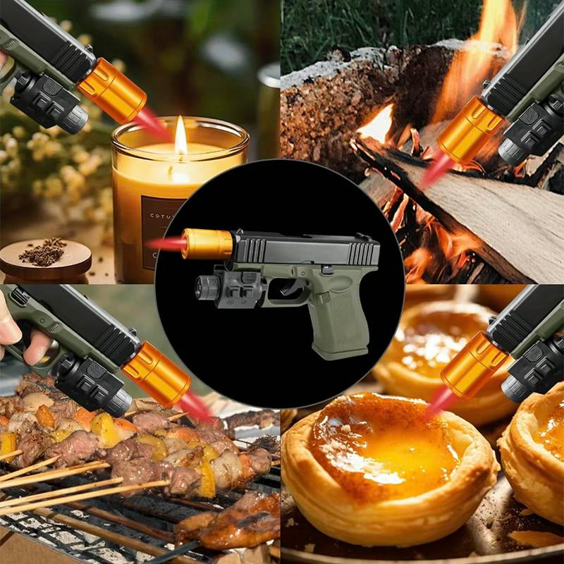 (No Fuel Included) Windproof Butane Lighter Refillable Torch Ligher for Cooking, Camping, BBQ & Daily Use
