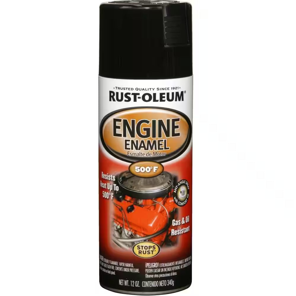 12 Oz. Gloss Black Engine Enamel Spray Paint (6-Pack)
